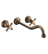 Painting-brass Wall-mounted Double-handle Basin Tap