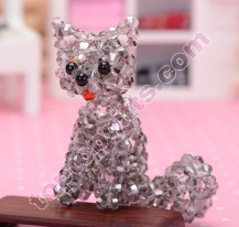 4mm crystal handmade 3d beaded fox animal iphone5 charm