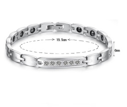 Titanium Bracelets, Couples Magnetic Jewelry with Zircons - Valmet-287