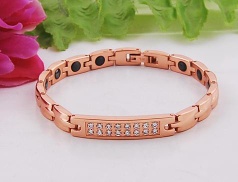 Womens Stainless Steel Link Bracelet, Rose Gold bracelet with Bio-elements - Valmet-275