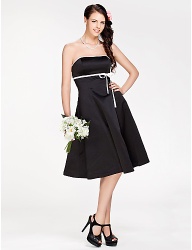 A-line Strapless Knee-length Satin little black evening dresses - 00249008