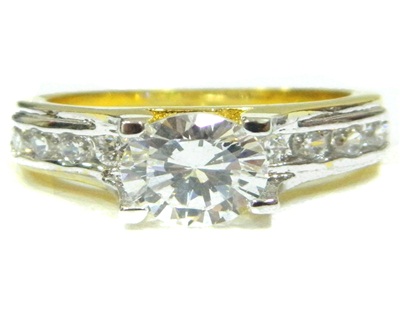 CZ Ring with Fancy Solitaire Set