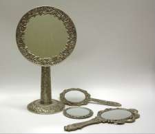 Fine Pewter Wall Mirror, Desk Mirror and Portable Mirrors.