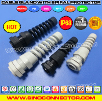 Plastic Strain Relief Cord Grips Cable Glands with Spiral Protection