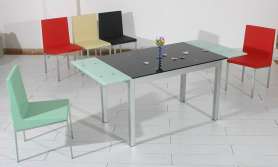 Extension glass top dining table,dining chair