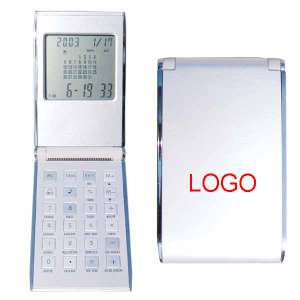 Calculator with calendar, aluminium surface - S802