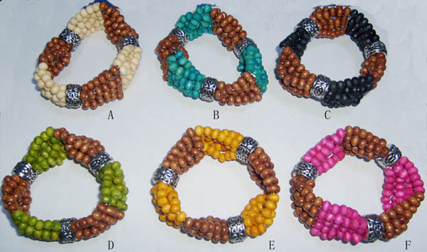 Wood bracelet, available in various colors.