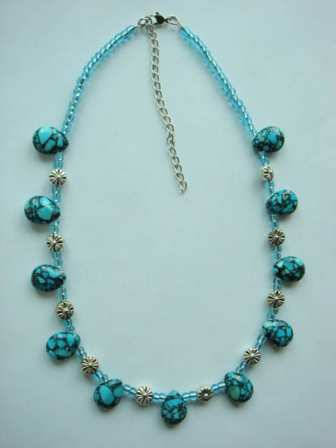 Necklace is made of turq stone,seed beads.